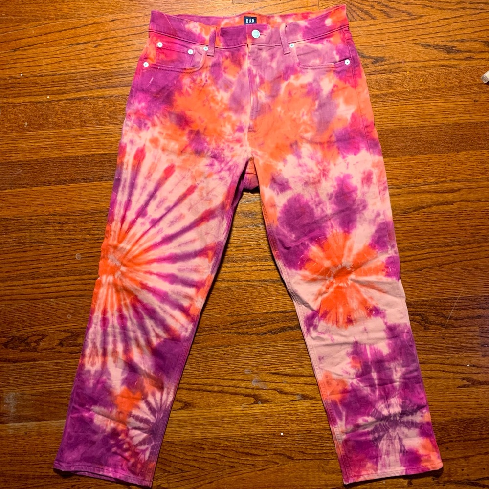 70’s style tie dye GAP denim pants